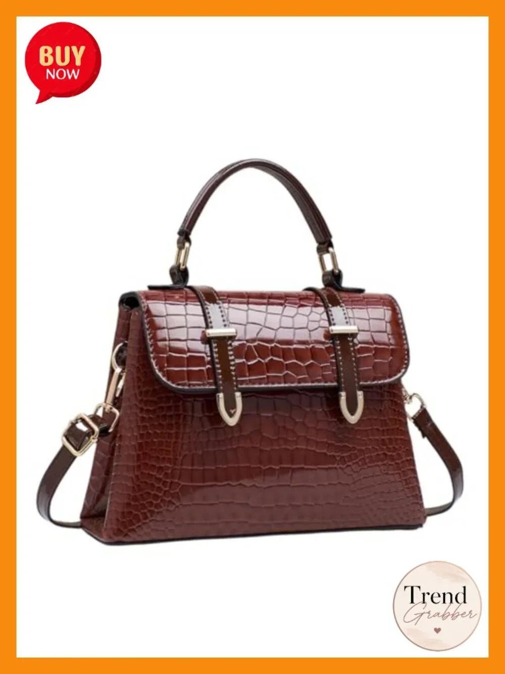 Patent Crocodile Clutches for Women, Small Trendy Top Handle Handbags Flap Purse